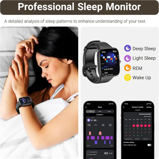 TOZO AMOLED S7 - Reloj inteligente con Bluetooth con pantalla Ultra HD de 1.85 pulgadas, mensajes dinámicos, empuja más de 100 modos deportivos, monitor de sueño para detectar la salud humana con